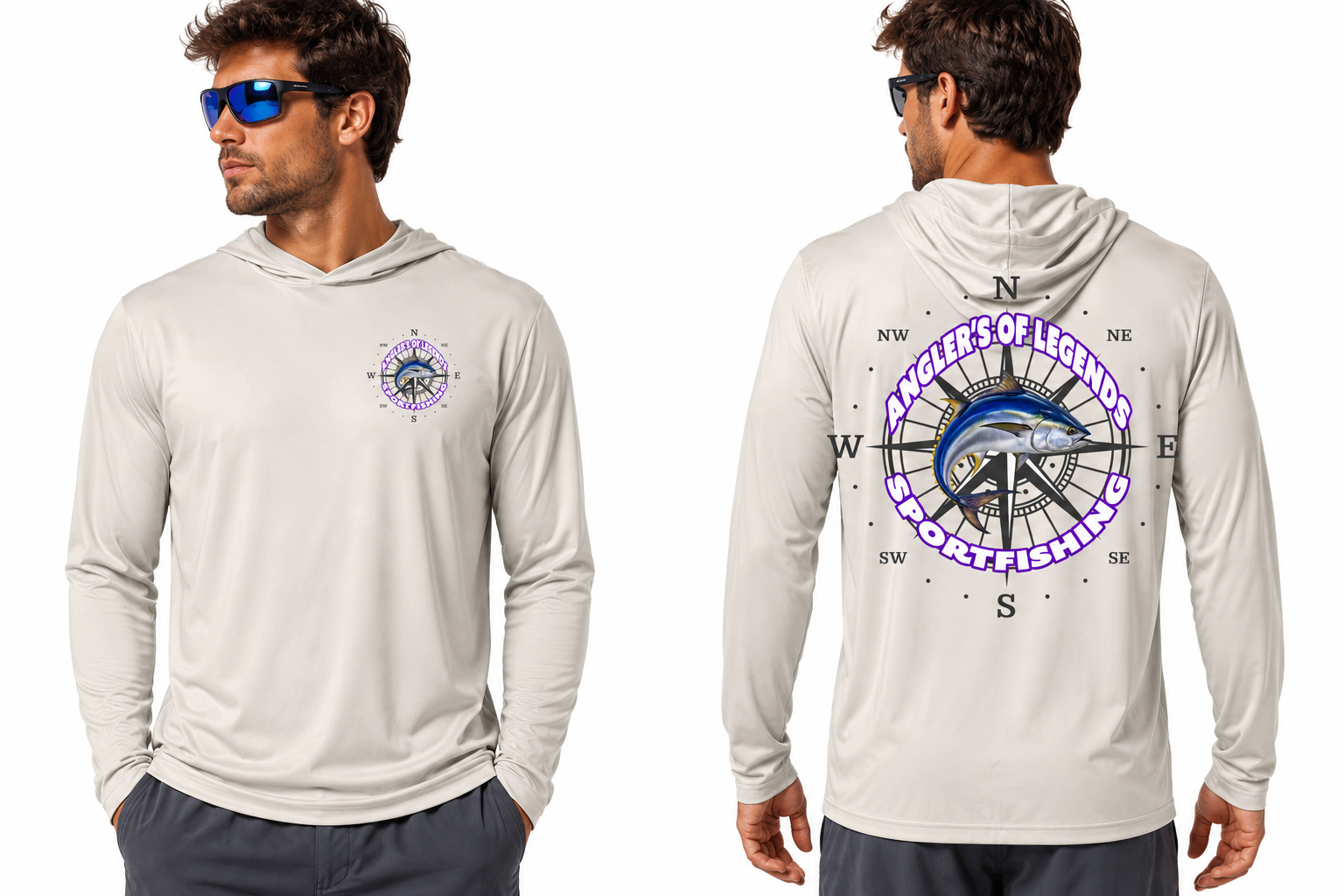 ANGLERS OF LEGENDS SPORTFISHING PERFORMANCE HOODIE COMPASS
