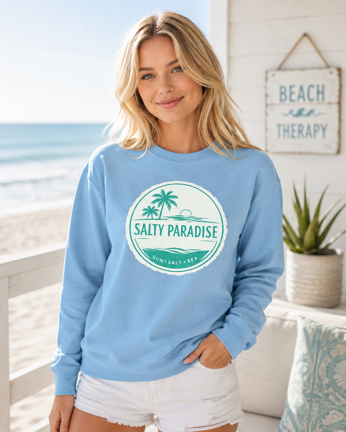 SALTY PARADISE OCEAN BREEZE CREWNECK SWEATSHIRT