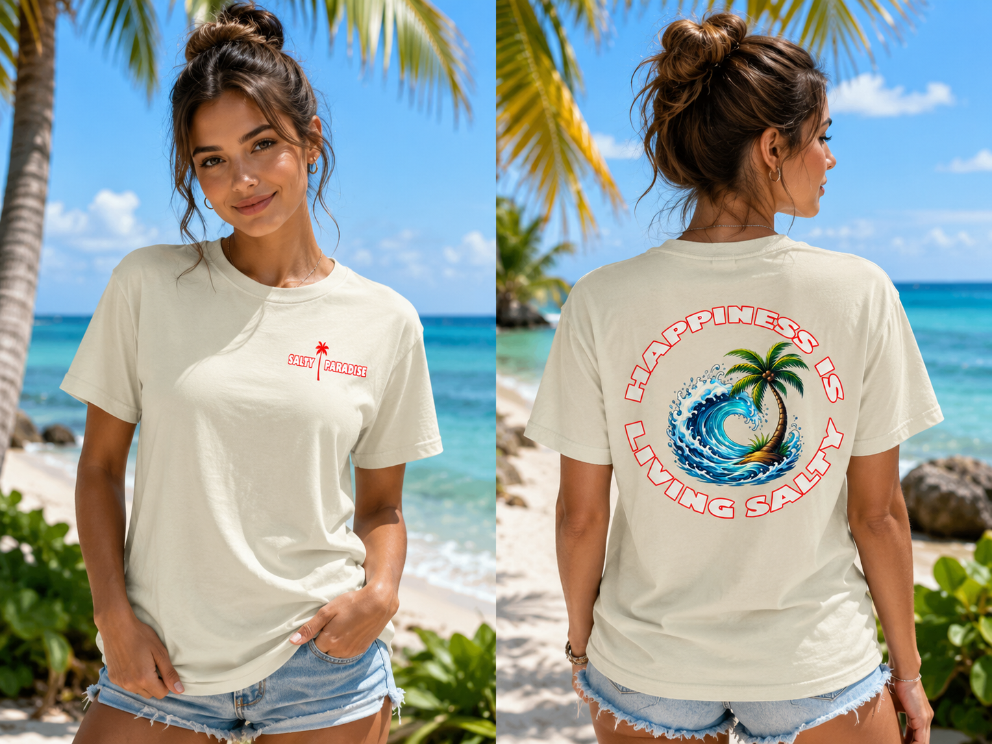 HAPPINESS IS LIVING SALTY Graphic Tee