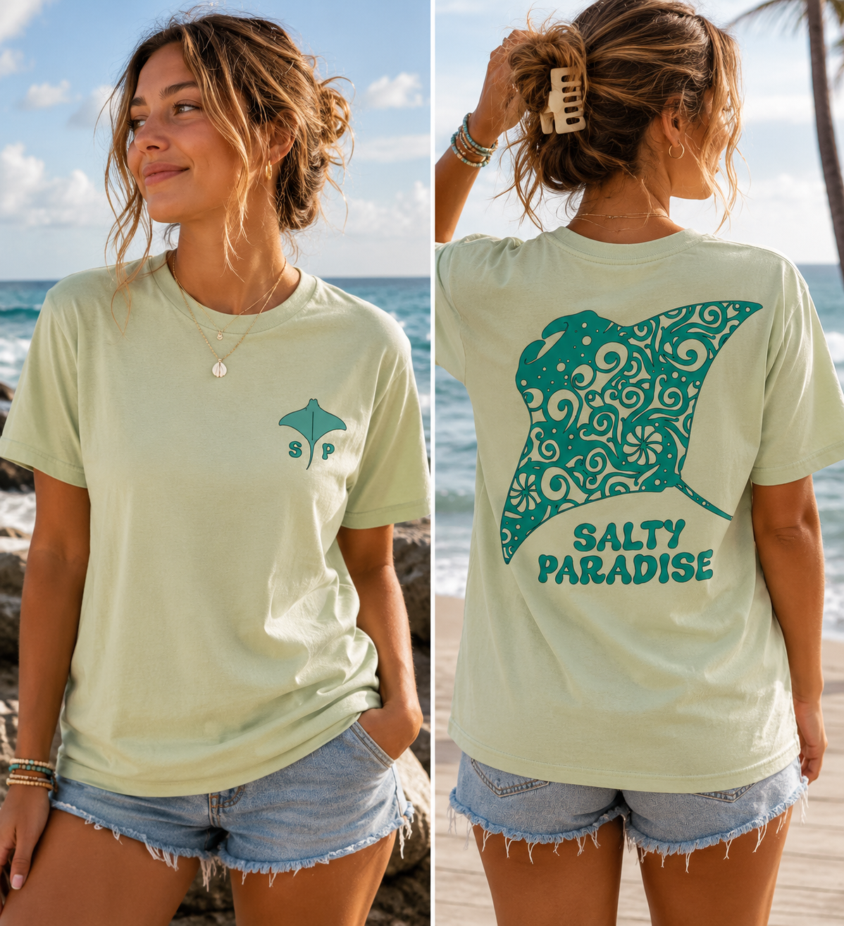 WOMAN'S MANTA RAY SALTY PARADISE TEE