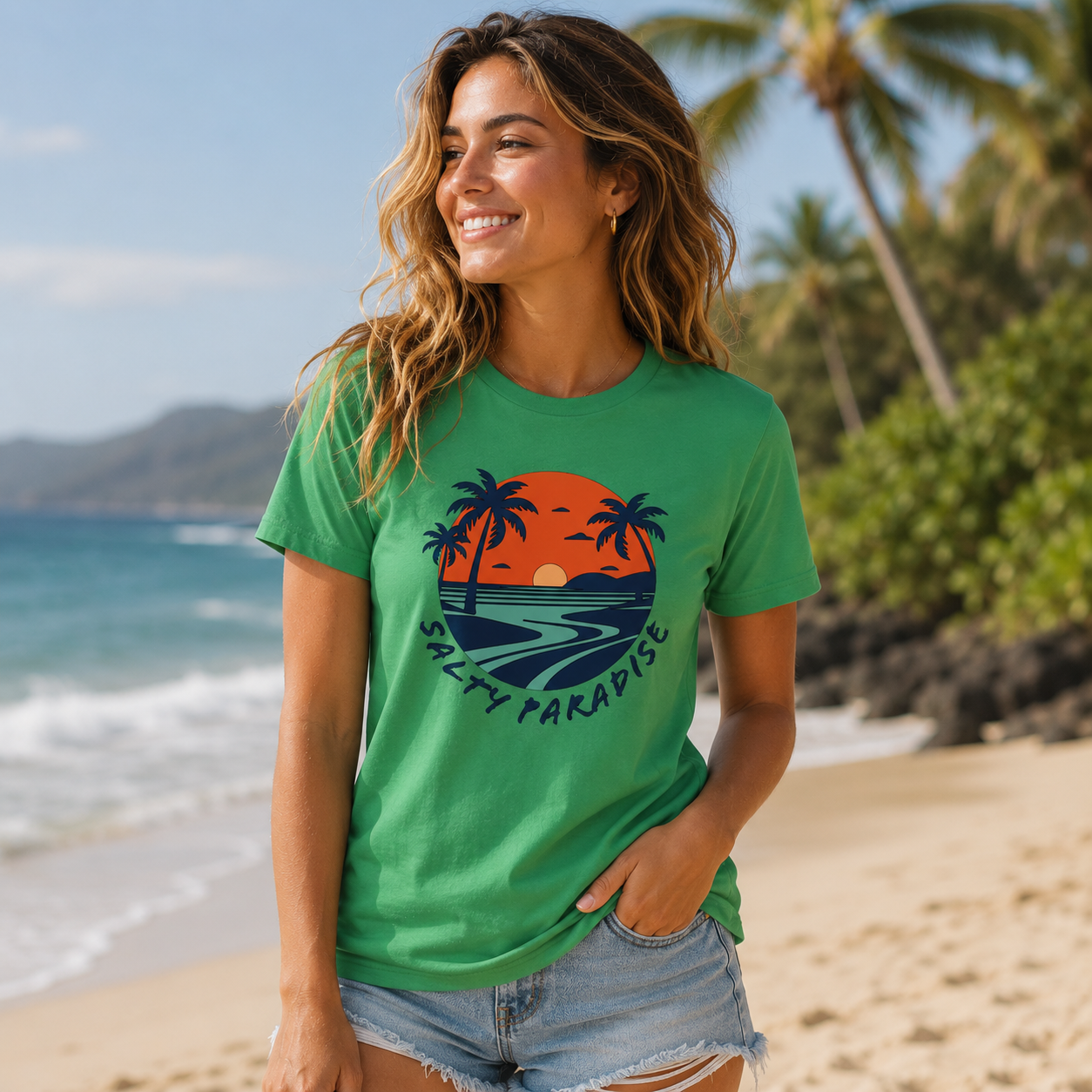 SALTY PARADISE SUNSET WOMAN'S GRAPHIC TEE