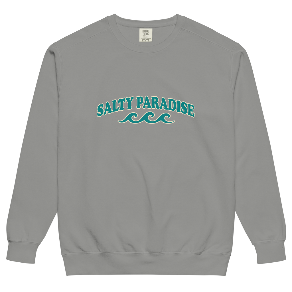 Salty Paradise Comfort Colors® Crewneck Sweatshirt – Arched Logo Coastal Pullover