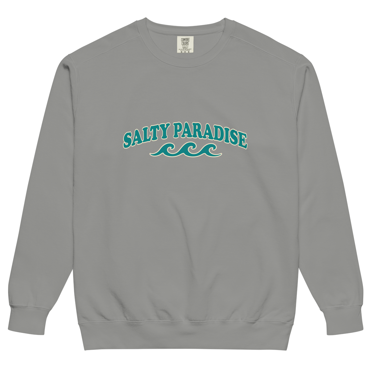 Salty Paradise Comfort Colors® Crewneck Sweatshirt – Arched Logo Coastal Pullover