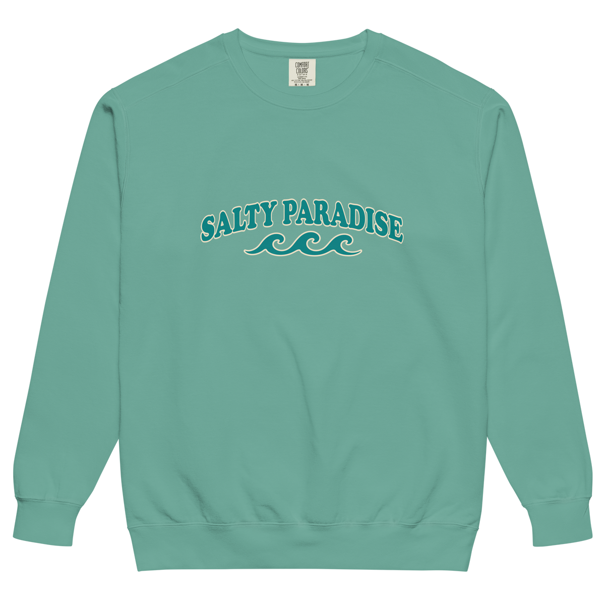 Salty Paradise Comfort Colors® Crewneck Sweatshirt – Arched Logo Coastal Pullover