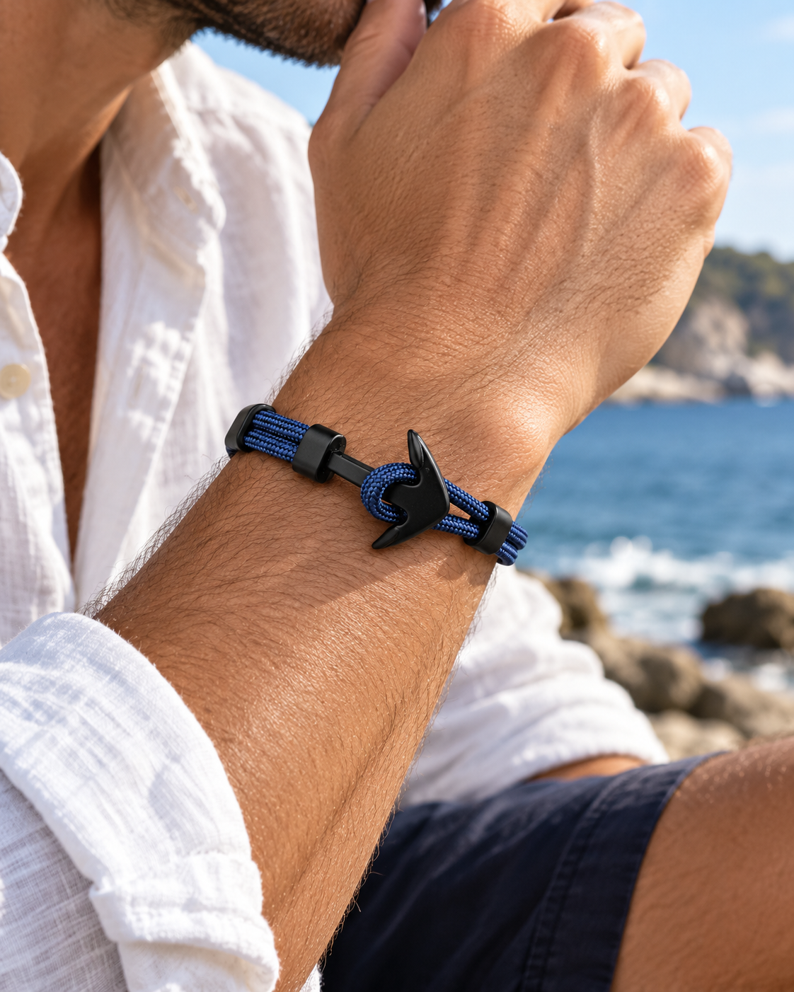 Salty Paradise Nautical Anchor Rope Bracelet – Alloy Anchor | 10 Colors Available