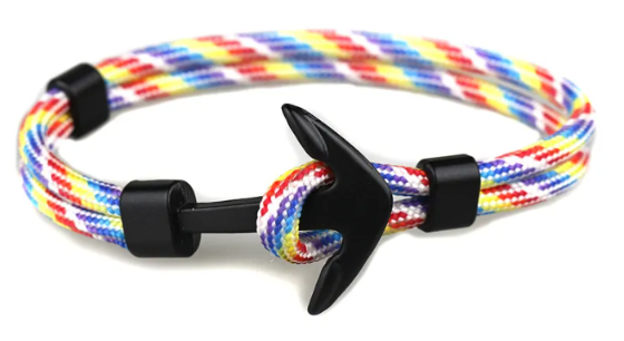 Salty Paradise Nautical Anchor Rope Bracelet – Alloy Anchor | 10 Colors Available