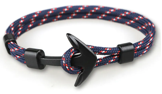 Salty Paradise Nautical Anchor Rope Bracelet – Alloy Anchor | 10 Colors Available