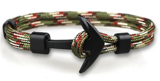 Salty Paradise Nautical Anchor Rope Bracelet – Alloy Anchor | 10 Colors Available