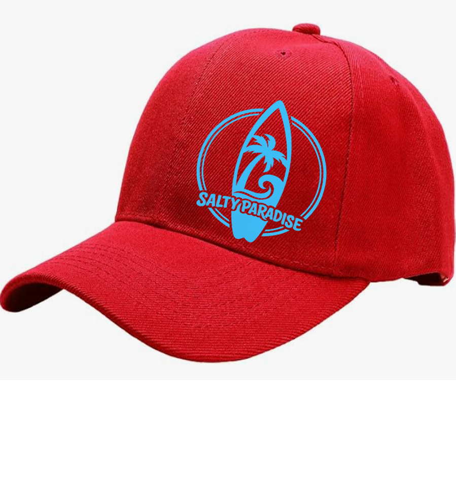 SALTY PARADISE VERTICAL SURFBOARD LOGO COTTON TWILL BASEBALL CAP-FREE SHIPPING