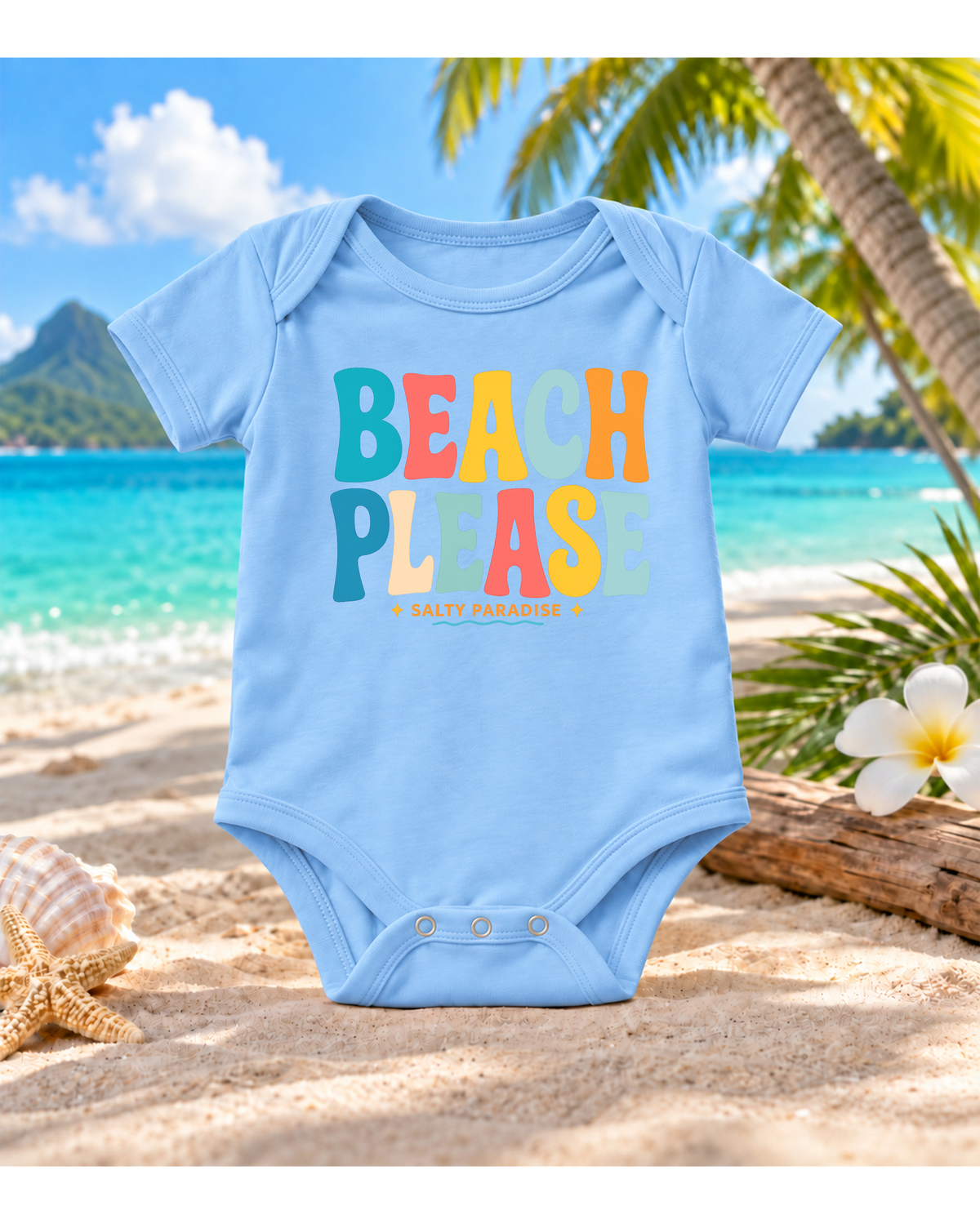 BEACH PLEASE Baby Bodysuit