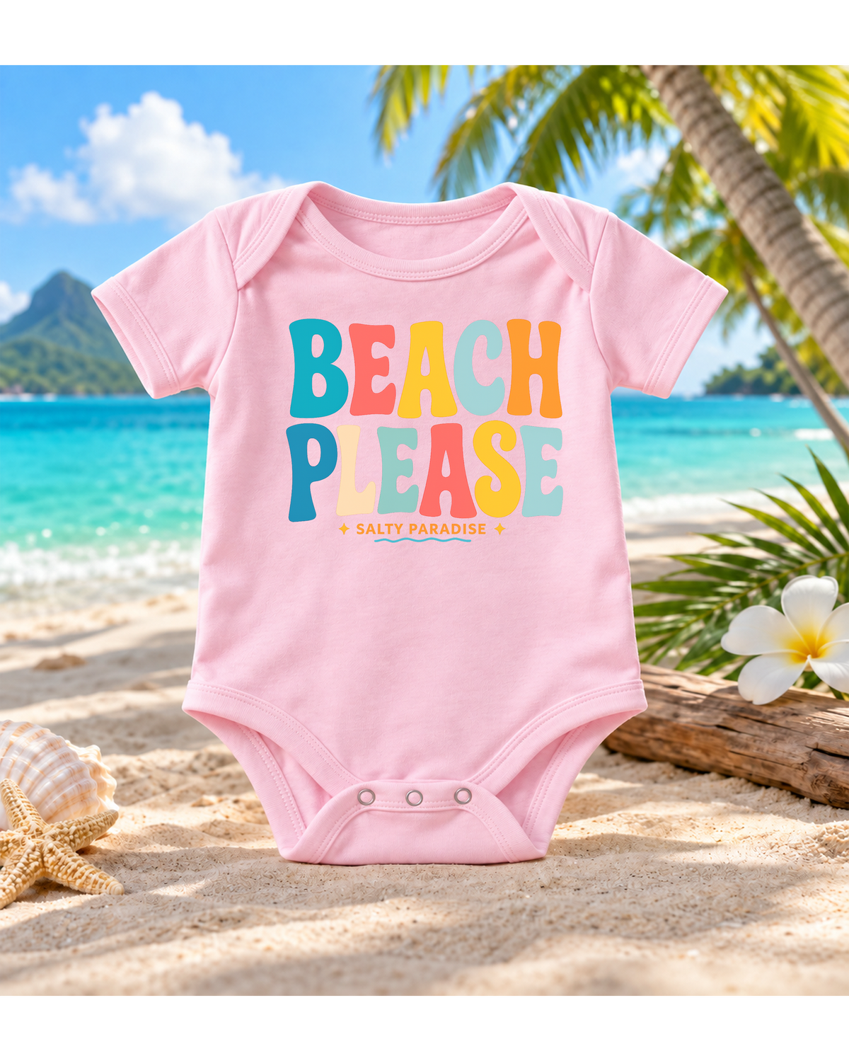 BEACH PLEASE Baby Bodysuit