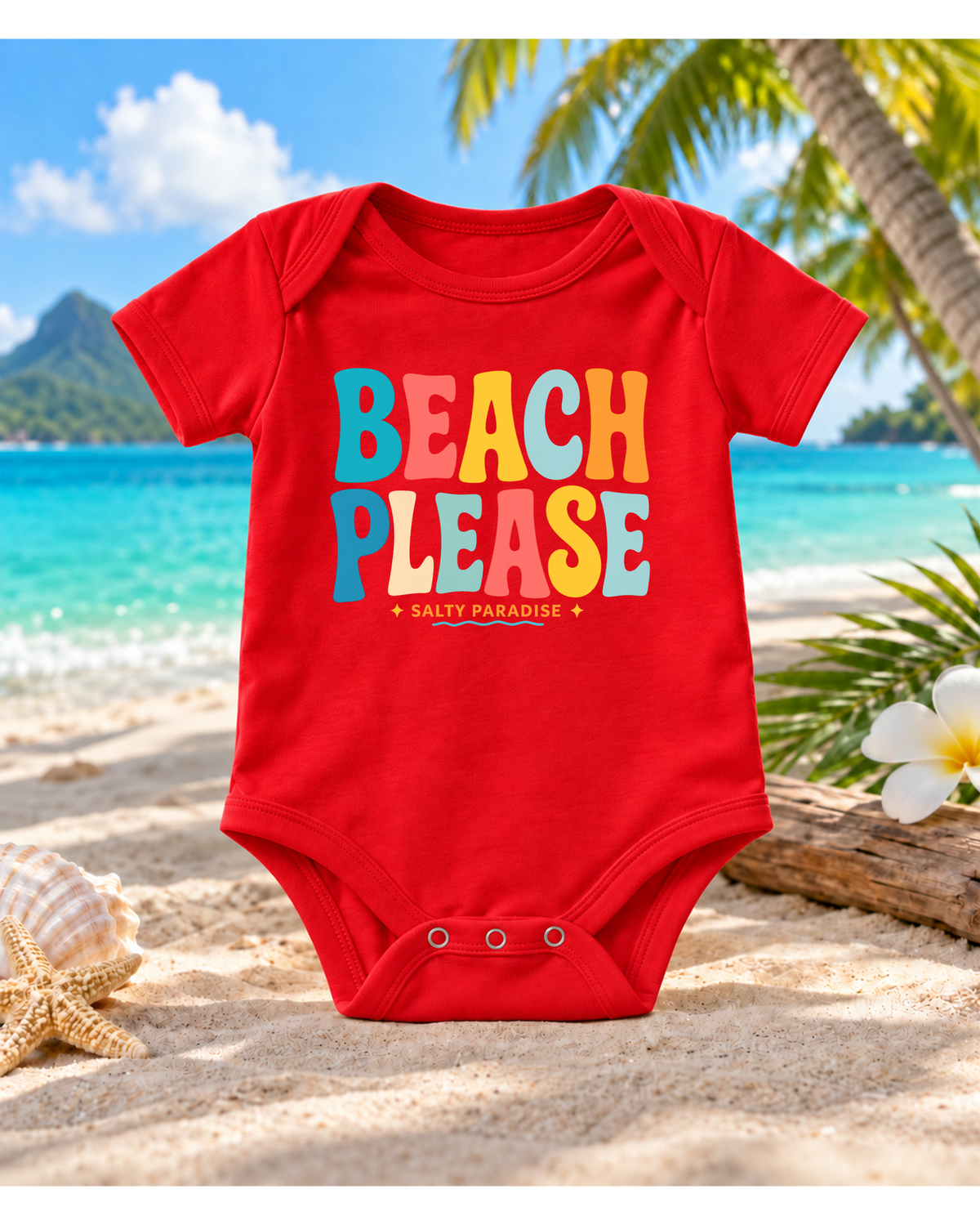 BEACH PLEASE Baby Bodysuit