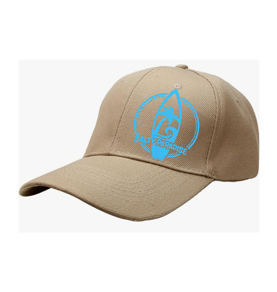 SALTY PARADISE VERTICAL SURFBOARD LOGO COTTON TWILL BASEBALL CAP-FREE SHIPPING