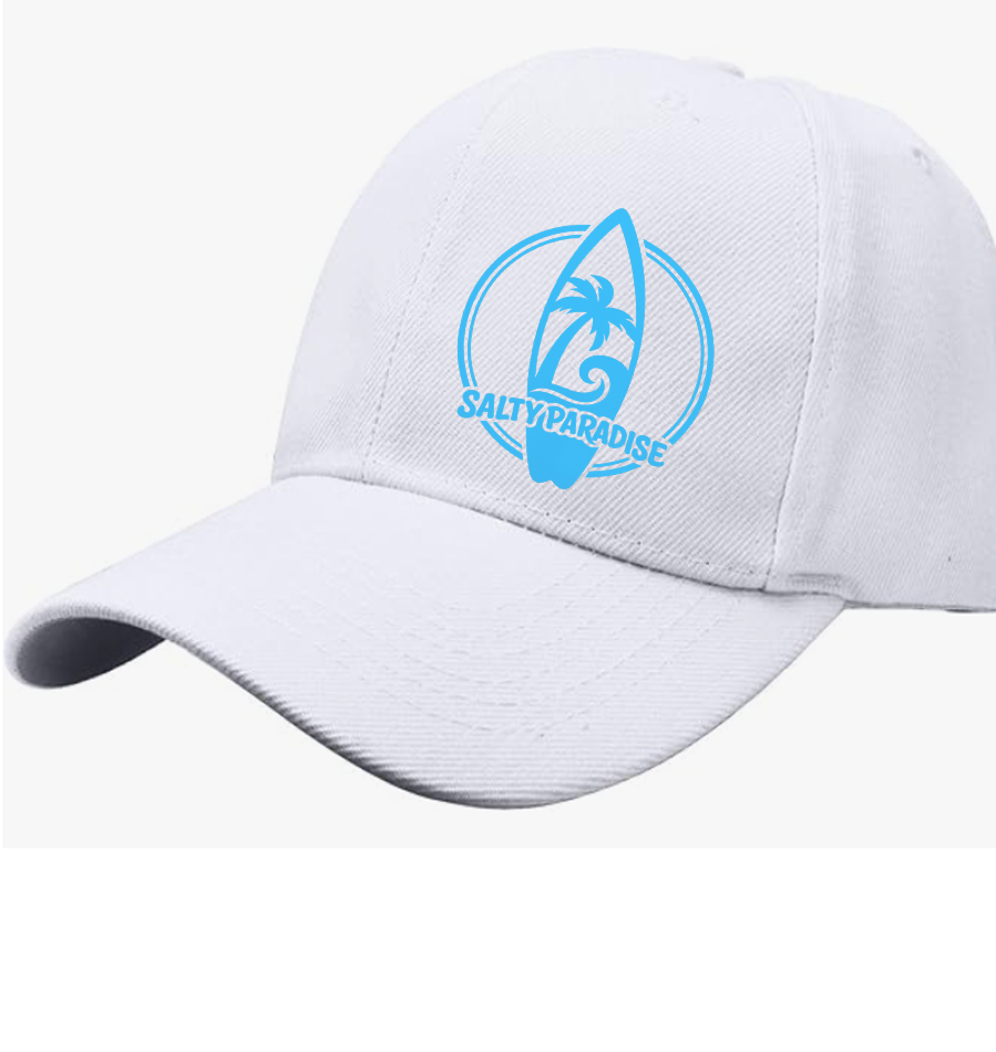 SALTY PARADISE VERTICAL SURFBOARD LOGO COTTON TWILL BASEBALL CAP-FREE SHIPPING